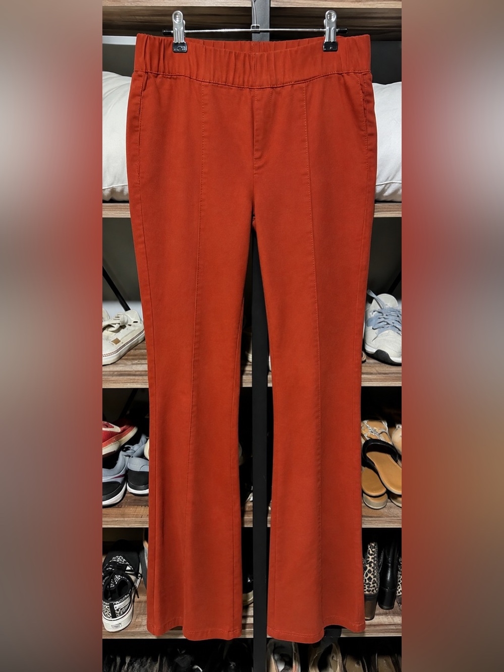 SHEIN Rust Orange Flare Jeans